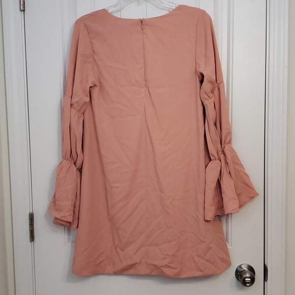 🪻BOGO🪻 DO + BE Blush Pink Boho Dress Sz Small‎ Bell Sleeve NWT - Picture 5 of 8